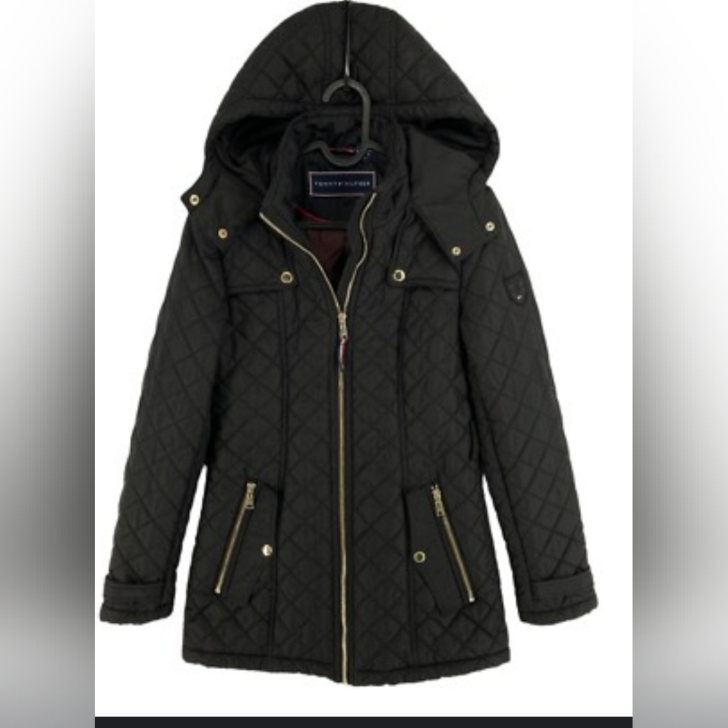 Nwot Tommy Hilfiger Quilted Black Coat Size Xl